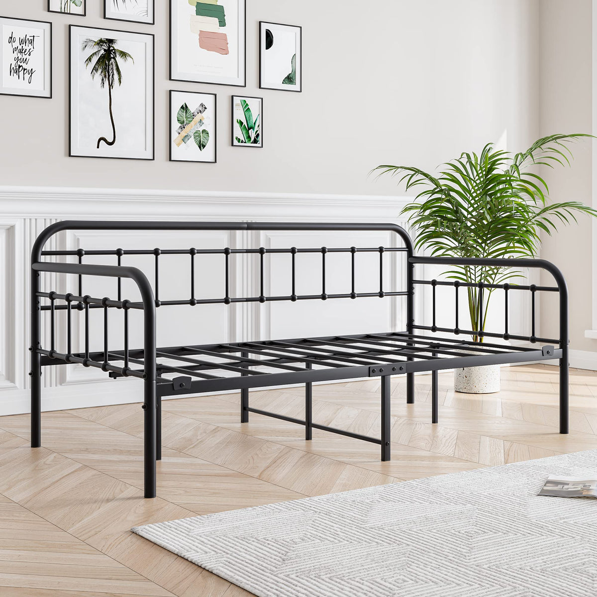 Black Twin Size Metal Daybed Frame M8138