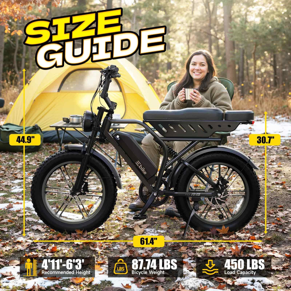 Electric Bike 48V 15Ah Battery 20"x4" Fat Tire M166029