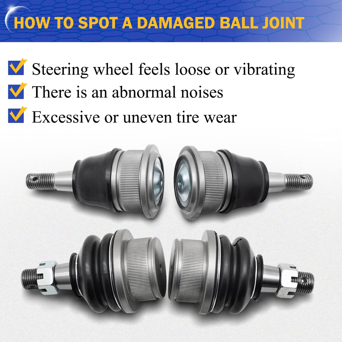 Zinc-Nickel Alloy Front Upper & Lower Ball Joints U733512