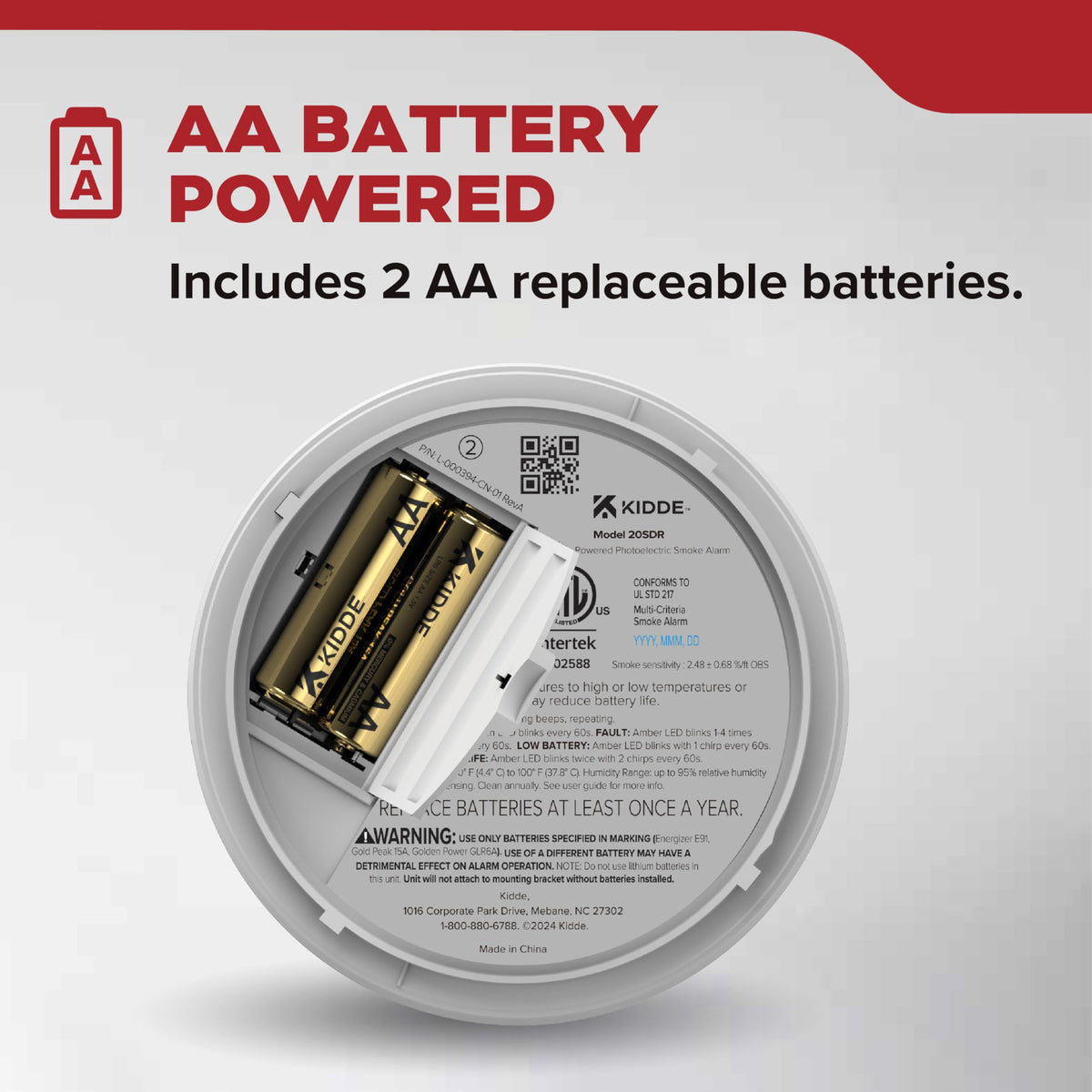 Smoke Detector, AA Battery-Powered, 3 Pack O4174