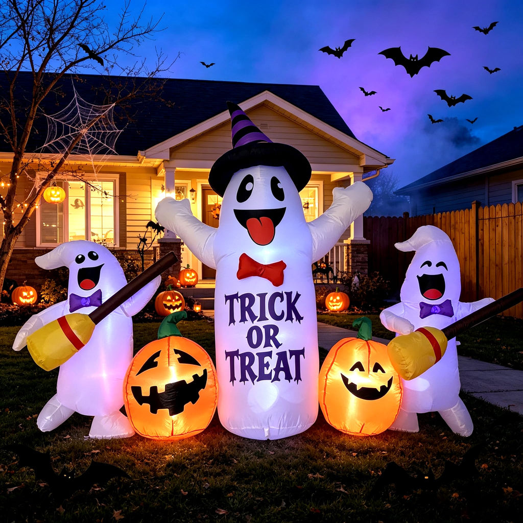8FT LED Inflatable Ghosts with Pumpkins T745051