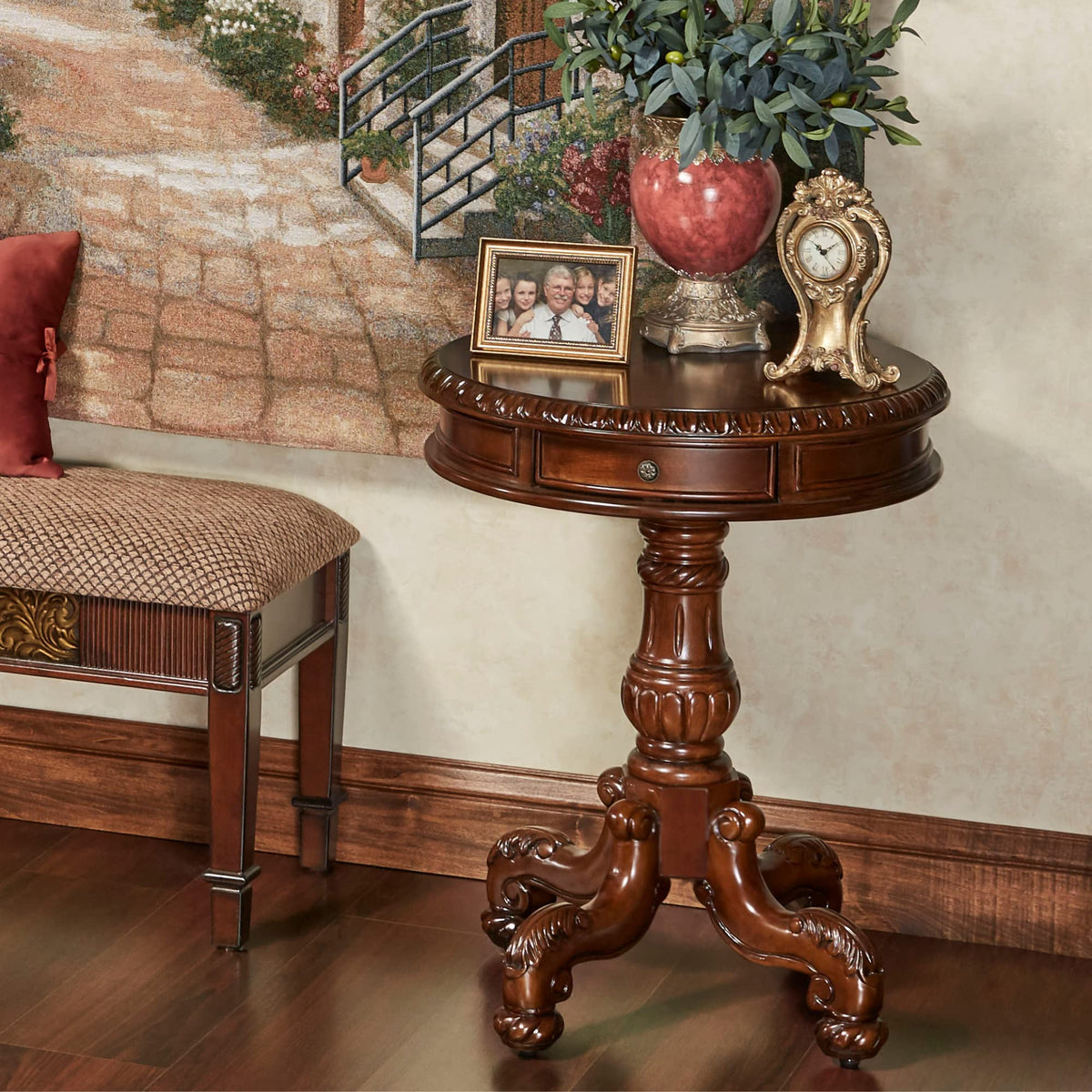 Autumn Cherry Pedestal End Table B417133