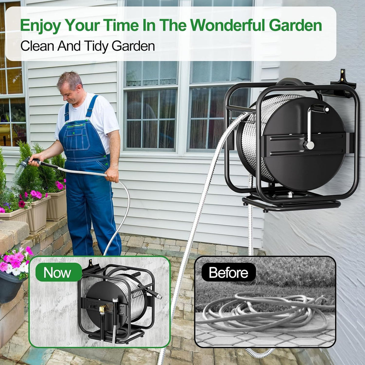 Garden Hose Reel With 100Ft Metal Water Pipe O187