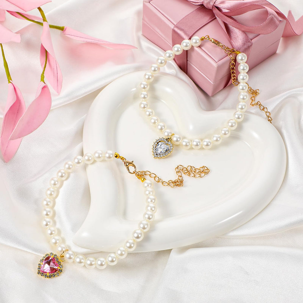 Pink White Pearl Cat Dog Collar A4215