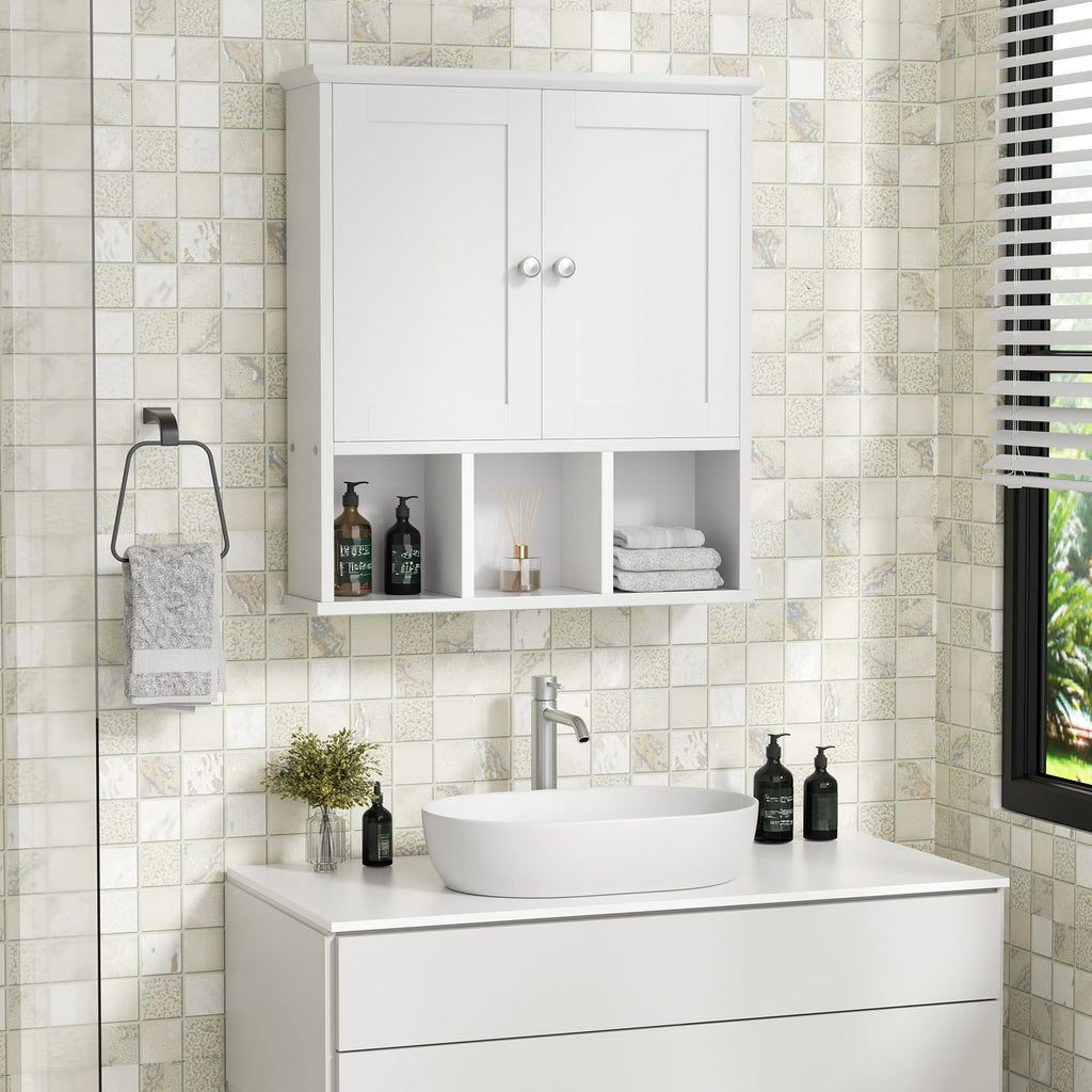 Wall Mounted White Medicine Cabinet with Adjustable Shelf H1616
