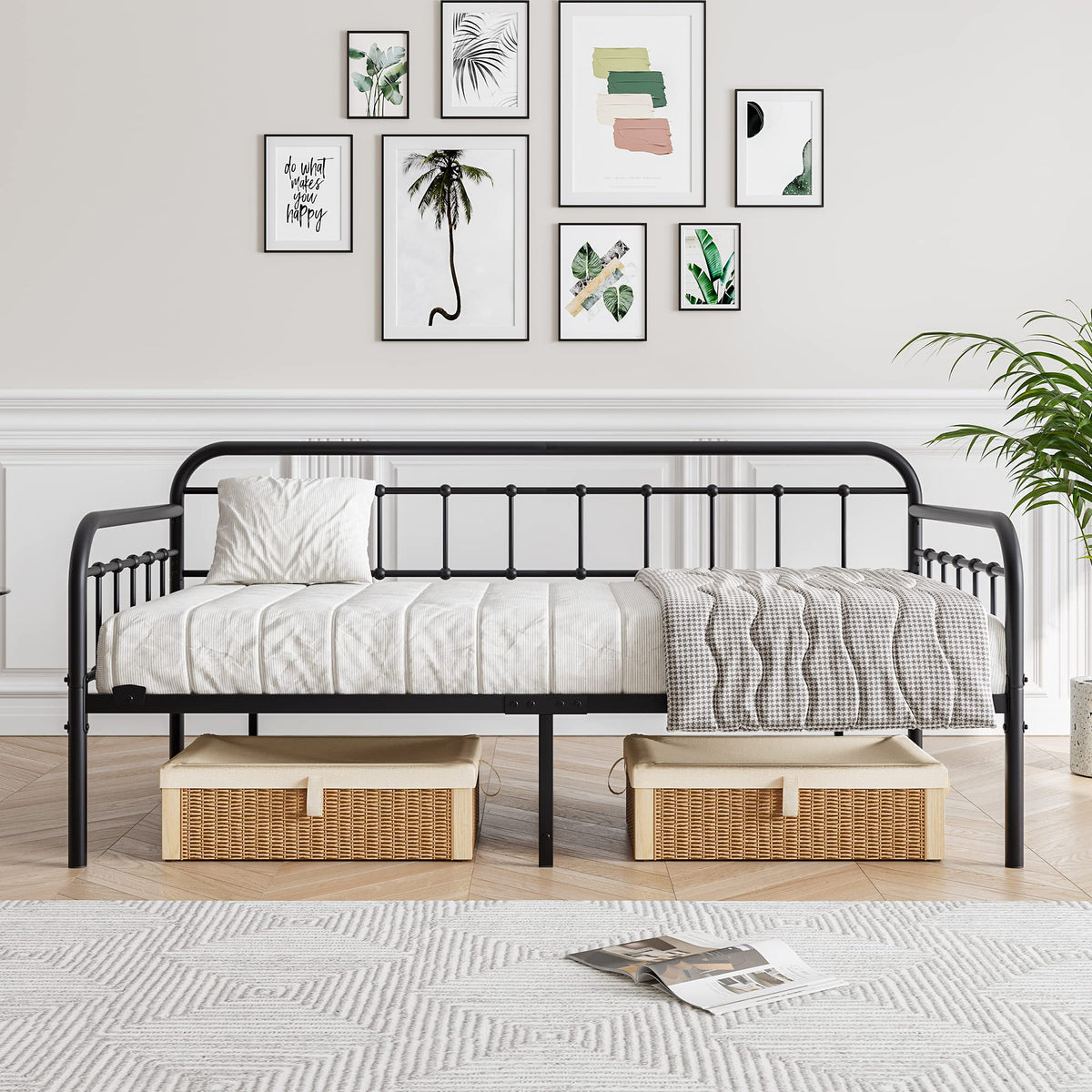 Black Twin Size Metal Daybed Frame M8138