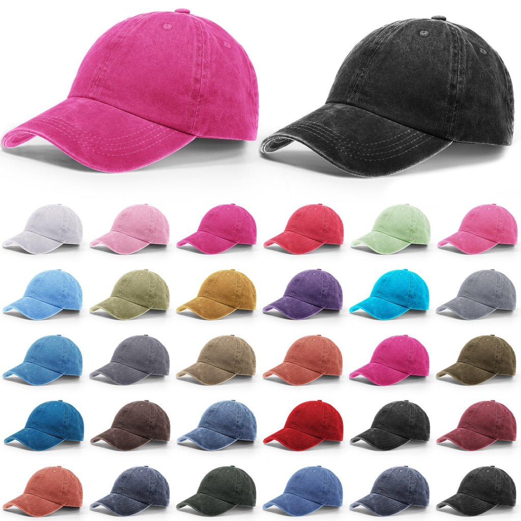 30 Pack Washed Denim Distressed Adjustable Cotton Baseball Cap M375