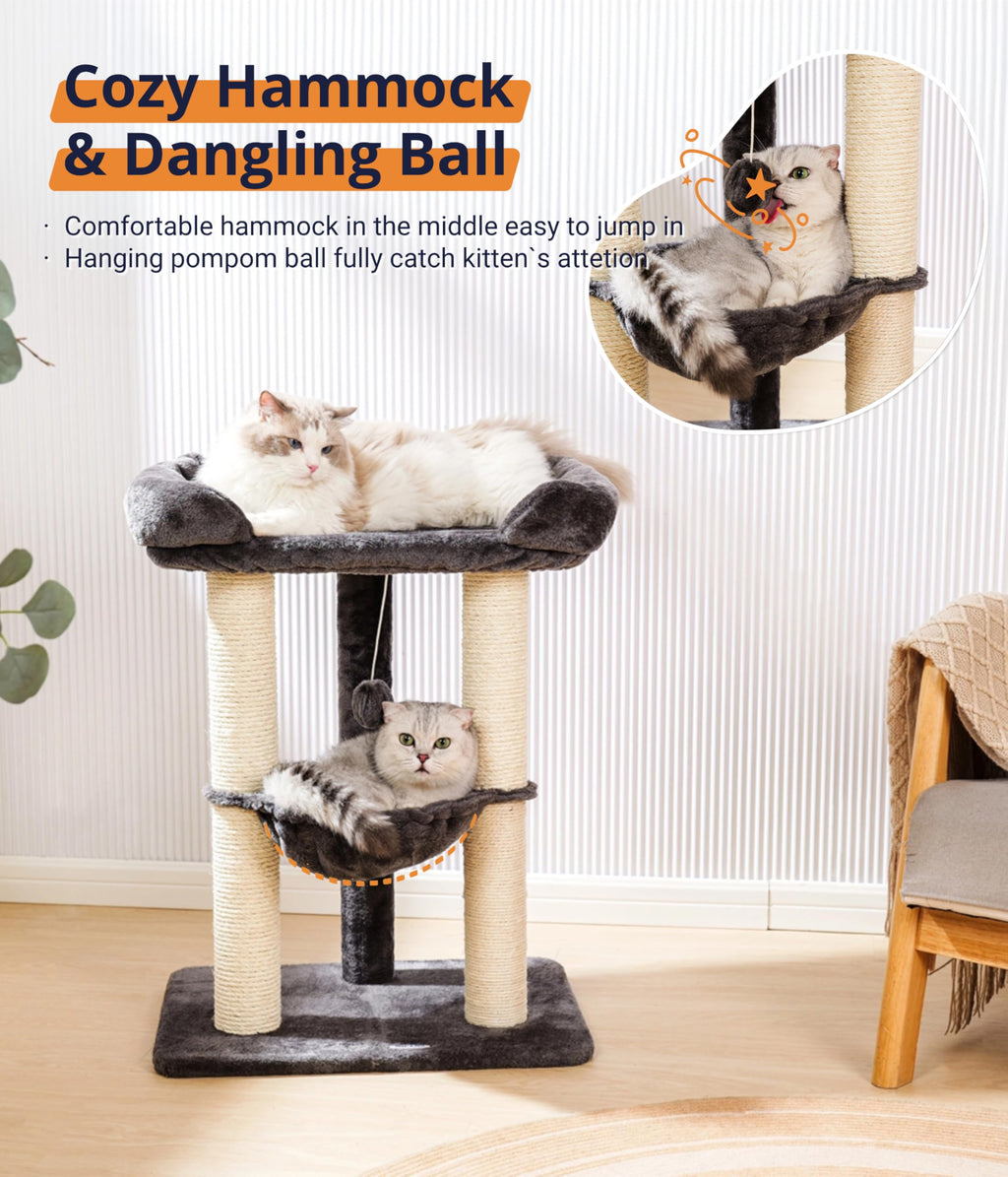 28" Cat Tree with Hammock and Removable Cover V681314