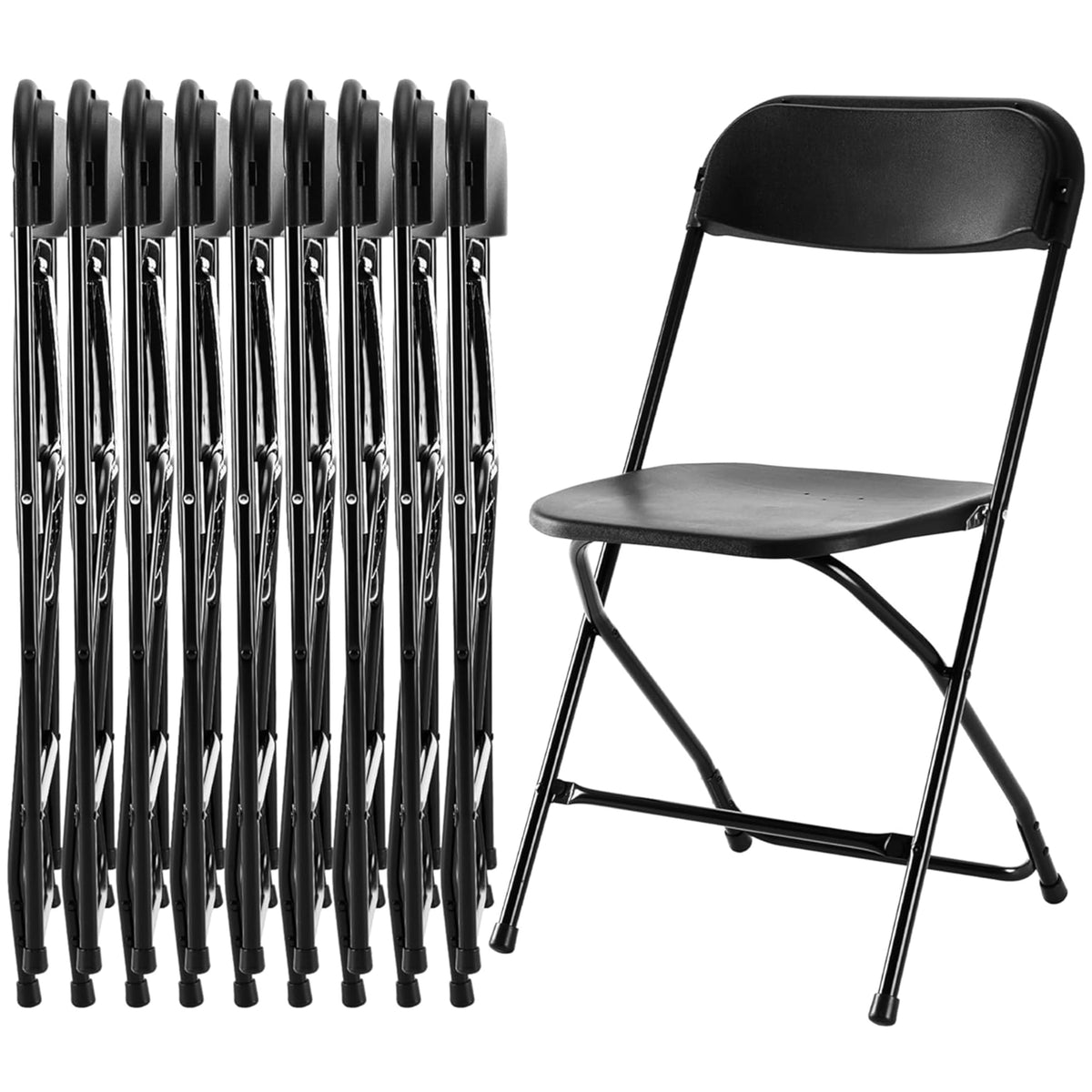 Black 10-Pack Folding Plastic Chair with Metal Frame P7017