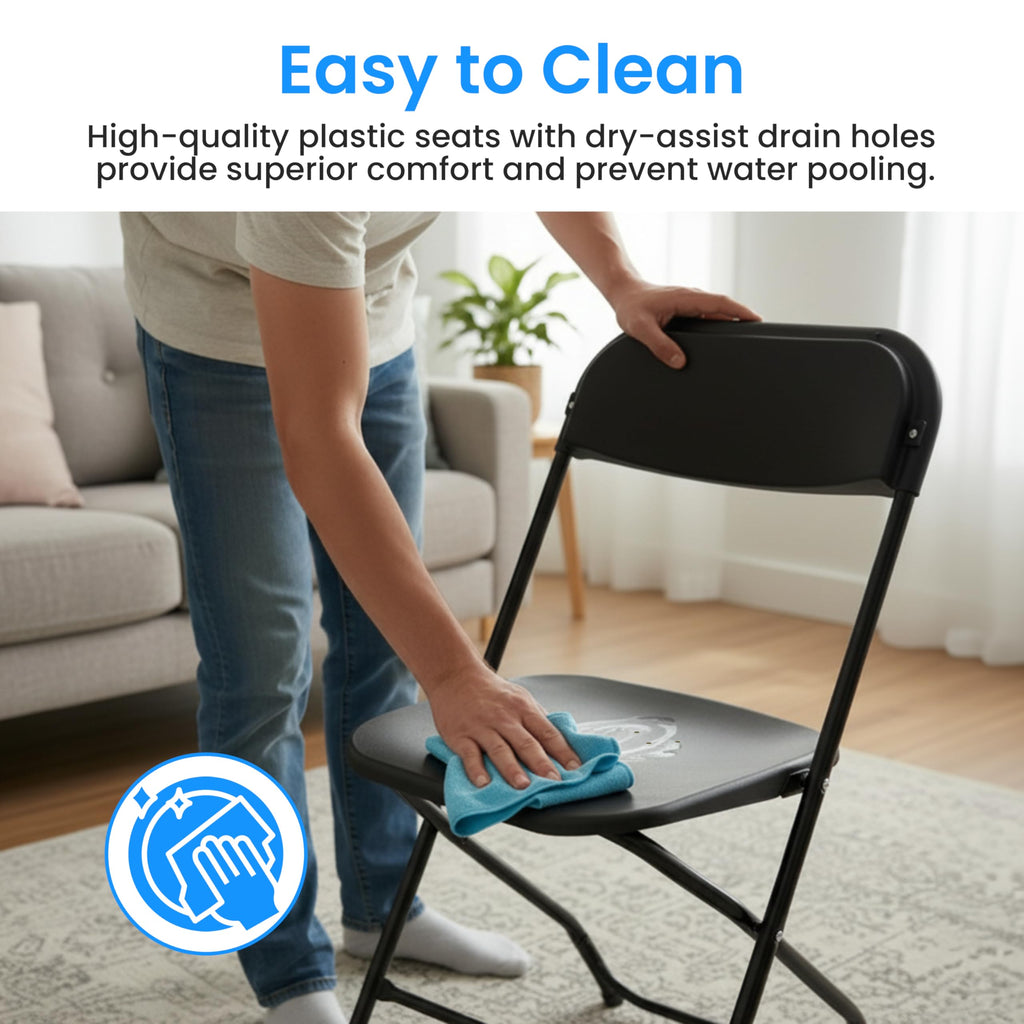 Black 10-Pack Folding Plastic Chair with Metal Frame P7017
