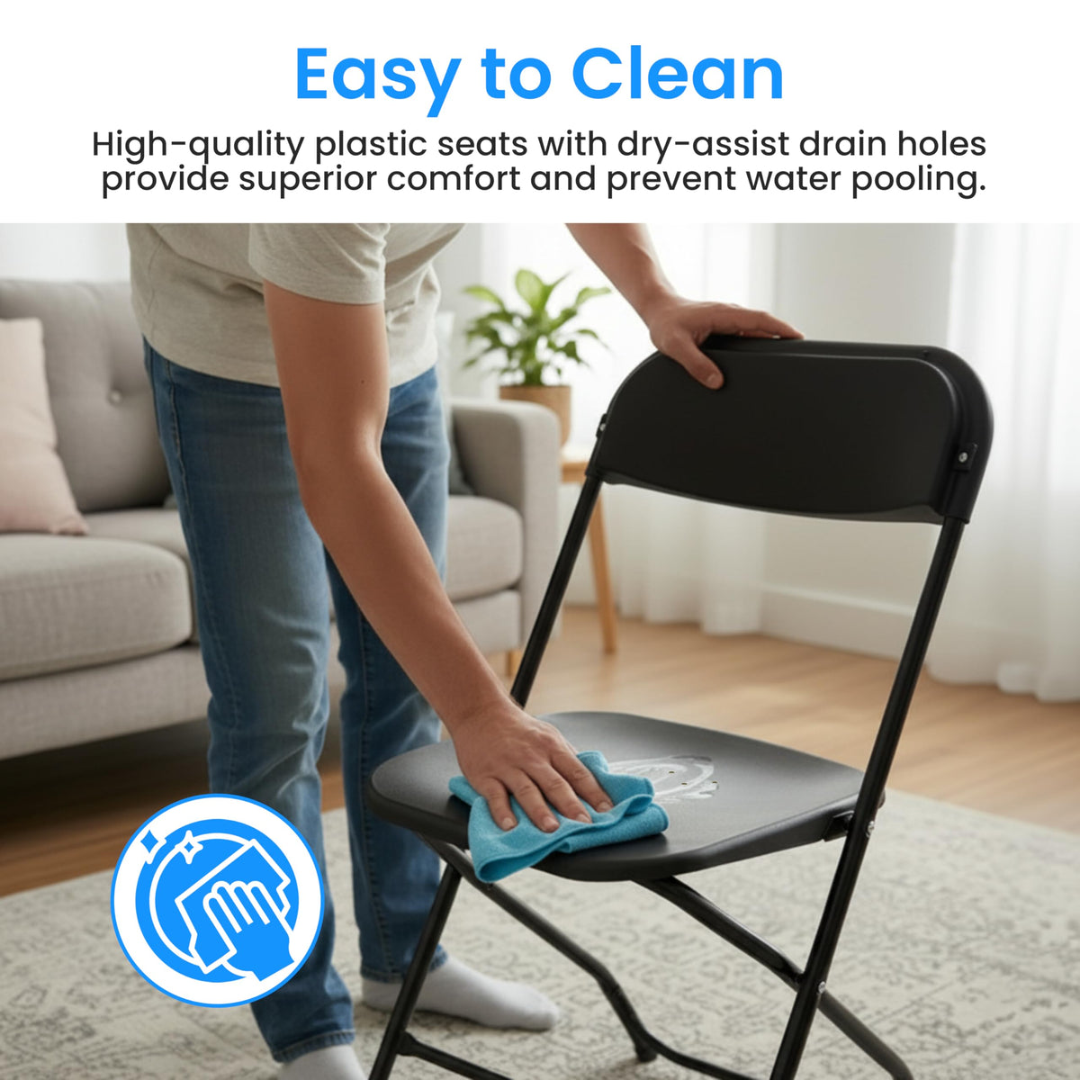 Black 10-Pack Folding Plastic Chair with Metal Frame P7017