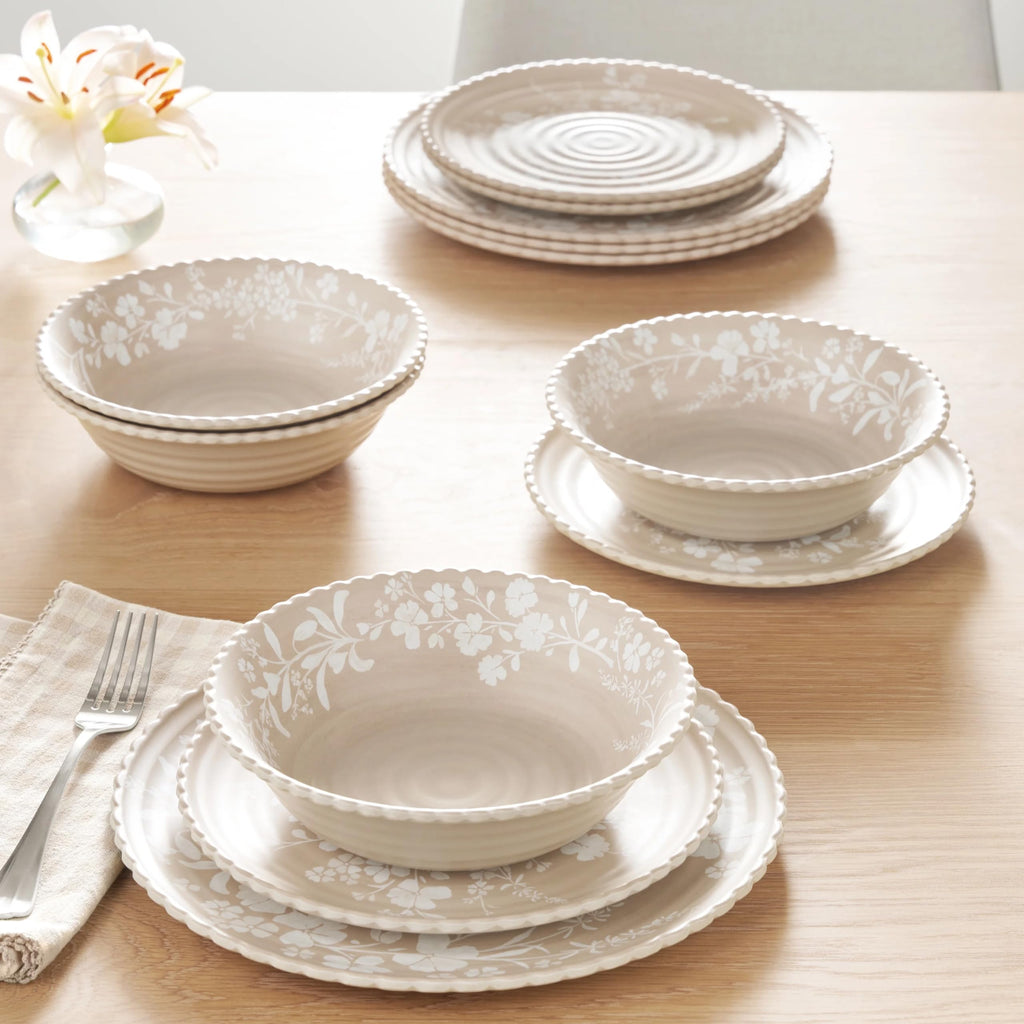 12-Piece Bamboo Melamine Dinnerware Set U84976