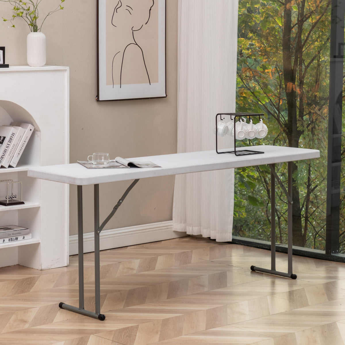 White Plastic Folding Table Set of 2 W2930
