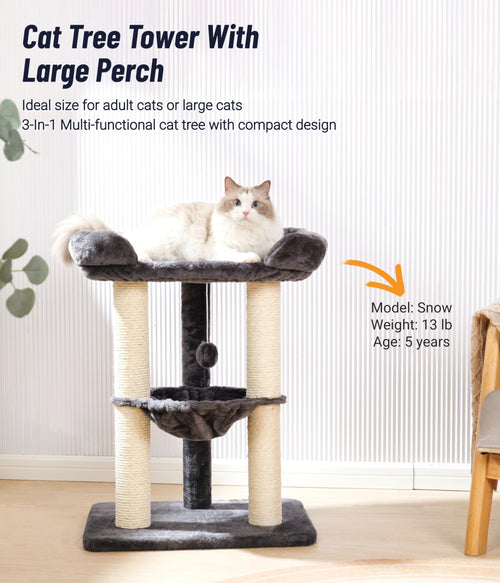 28" Cat Tree with Hammock and Removable Cover V681314