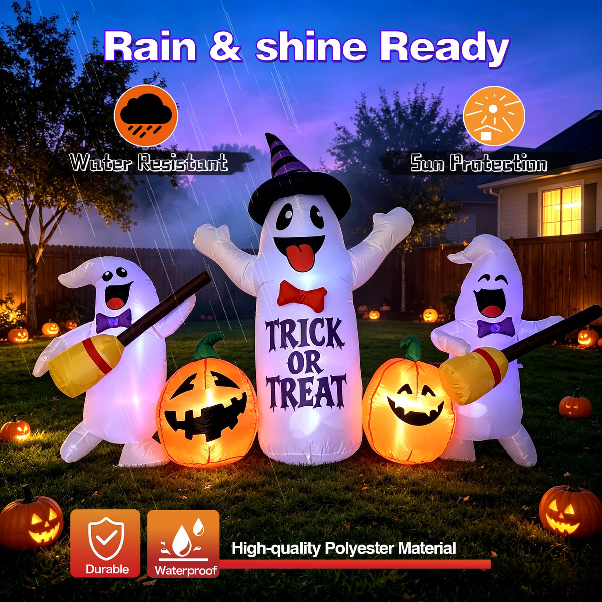 8FT LED Inflatable Ghosts with Pumpkins T745051
