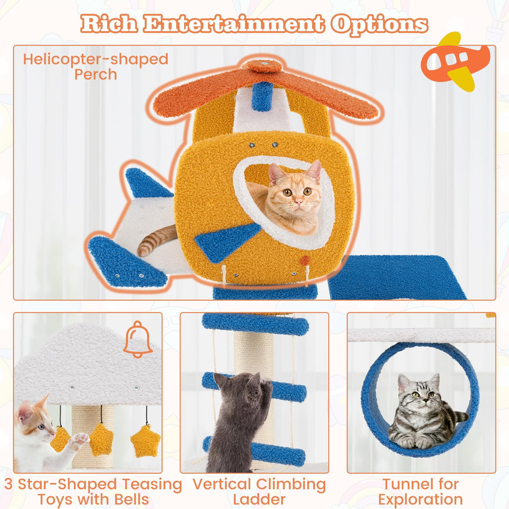 70 inch Multi-Level Cat Tree Tower with Scratching Posts Q478865