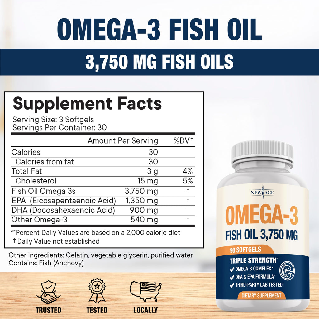 Triple Strength Omega 3 Fish Oil 3750 mg EPA & DHA 180 Count P335062