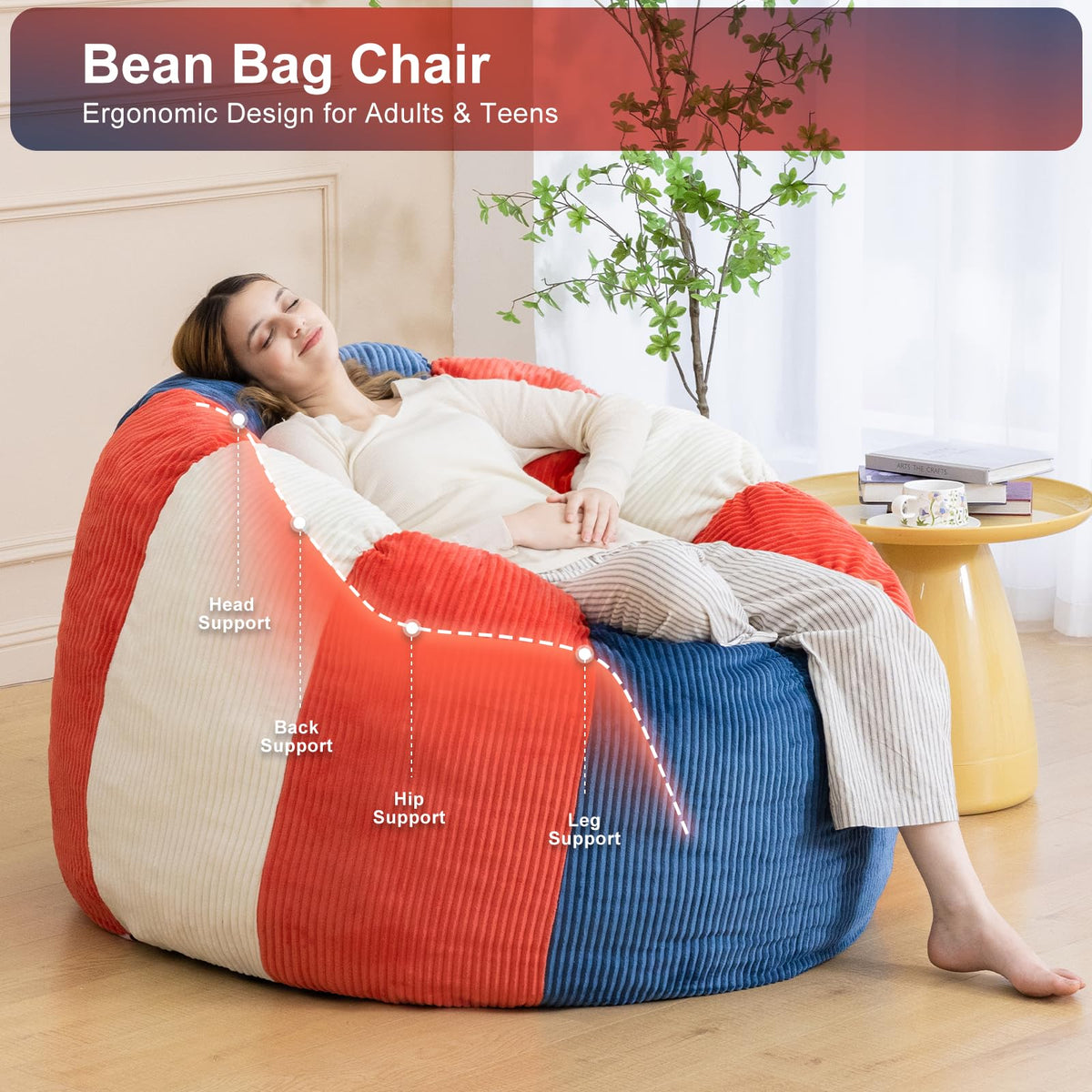 Shredded Foam Bean Bag Chair with Arms D7385