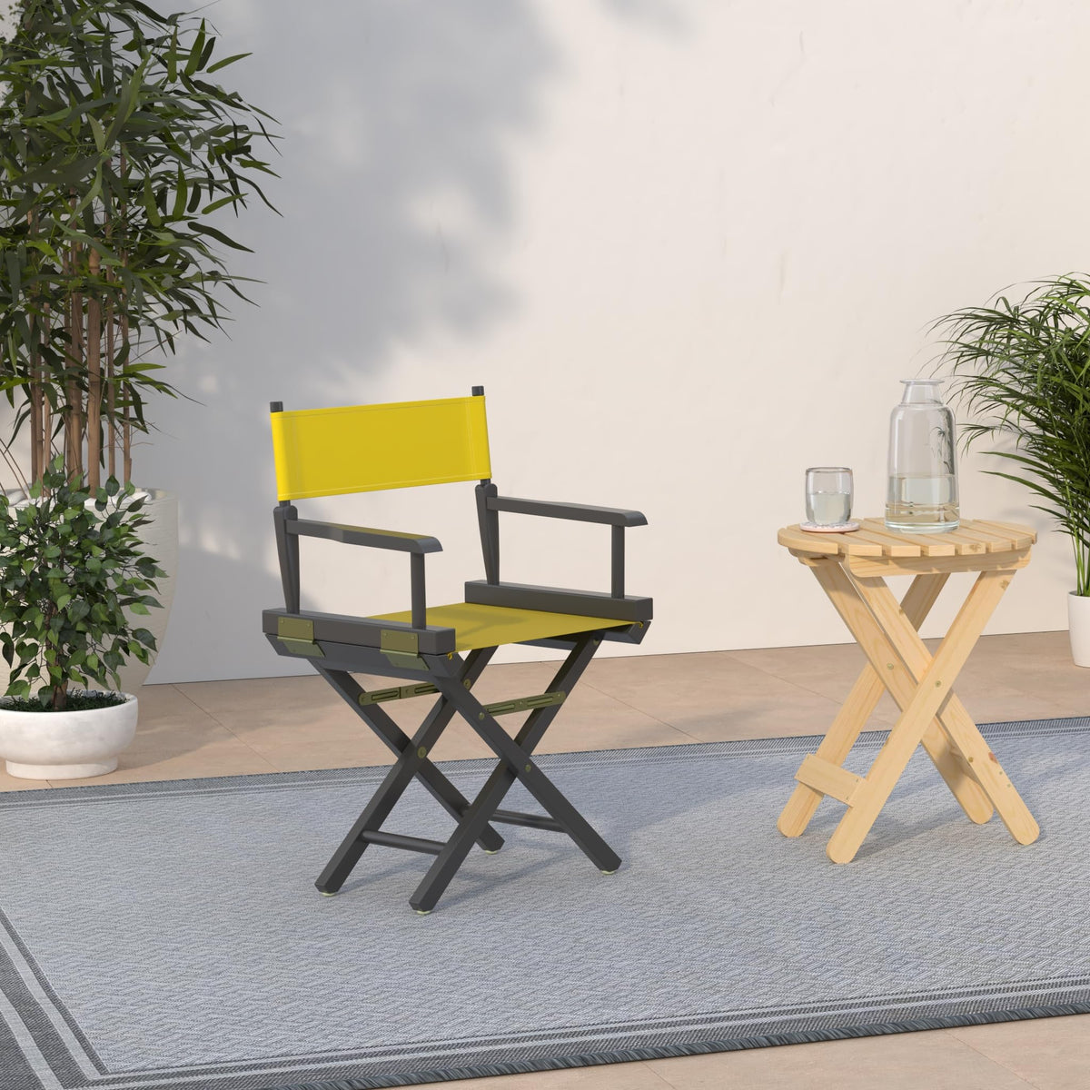 18" Black Frame-Gold Canvas Director Chair J732
