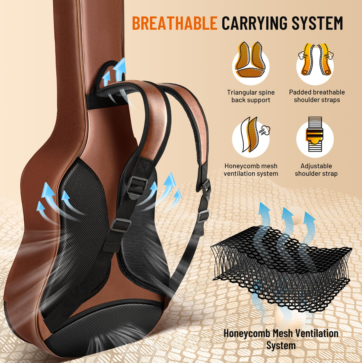 0.8in Thick Padding Waterproof Acoustic Guitar Case M24681