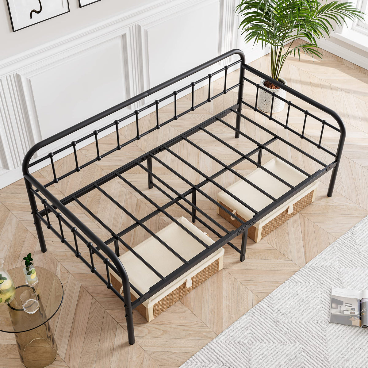 Black Twin Size Metal Daybed Frame M8138