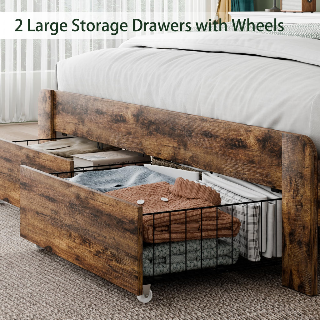 Queen Size Wooden Bed Frame with Storage Drawers A234142