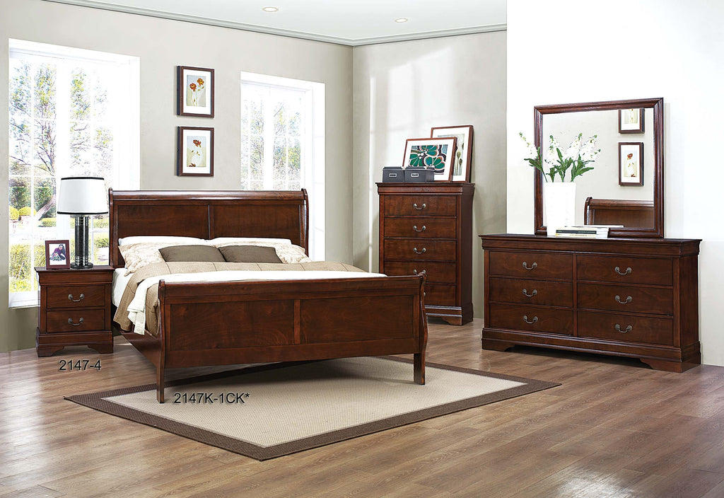 Cal King Cherry Sleigh Panel Bed X74642