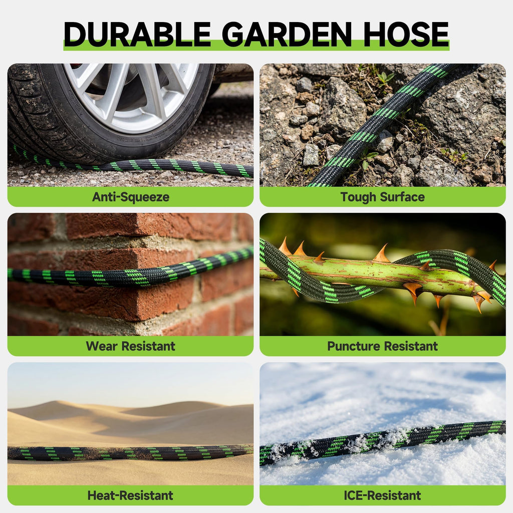 100 ft Flexible Lightweight Kink-Free Garden Hose with 10 Function Nozzle H267