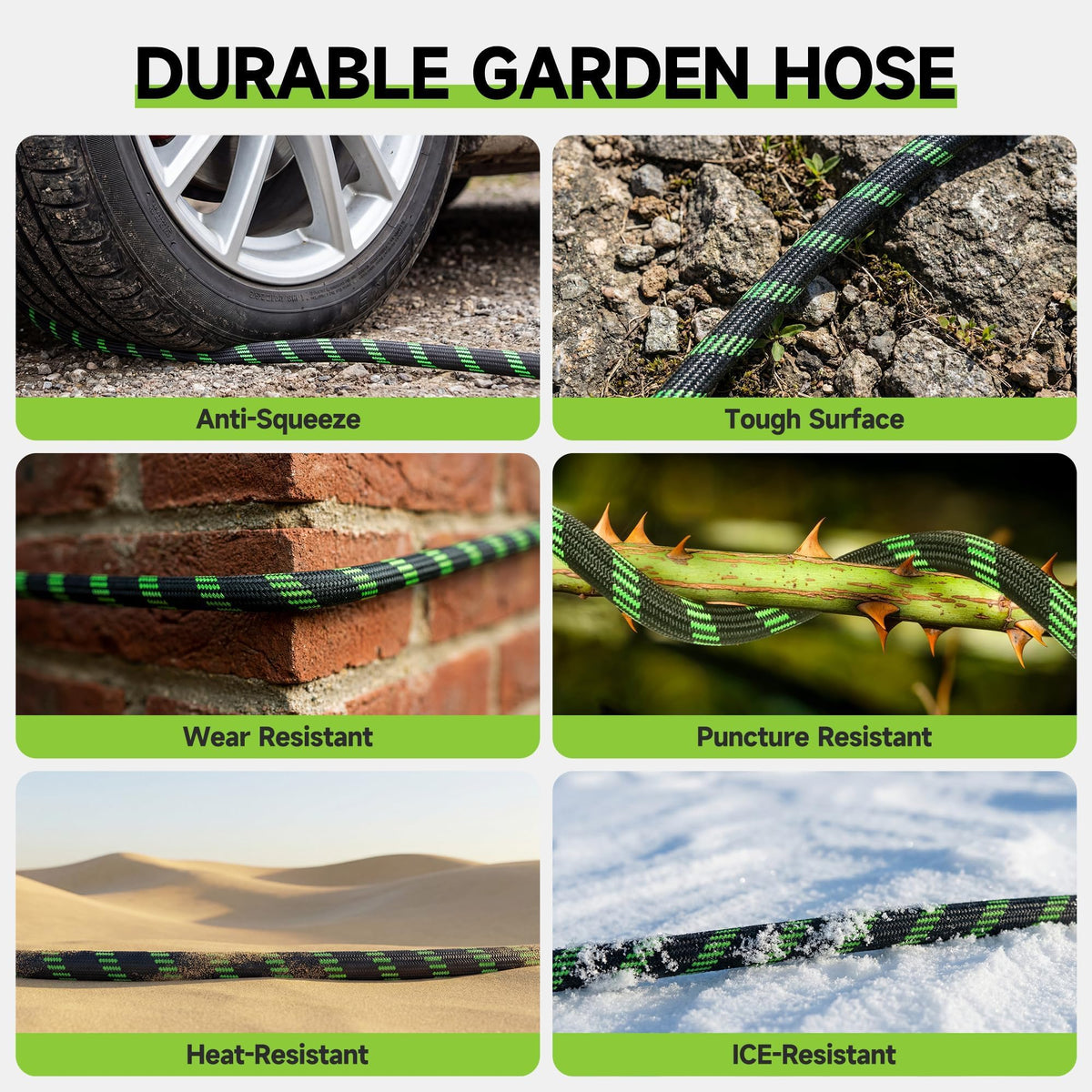 100 ft Flexible Lightweight Kink-Free Garden Hose with 10 Function Nozzle H267