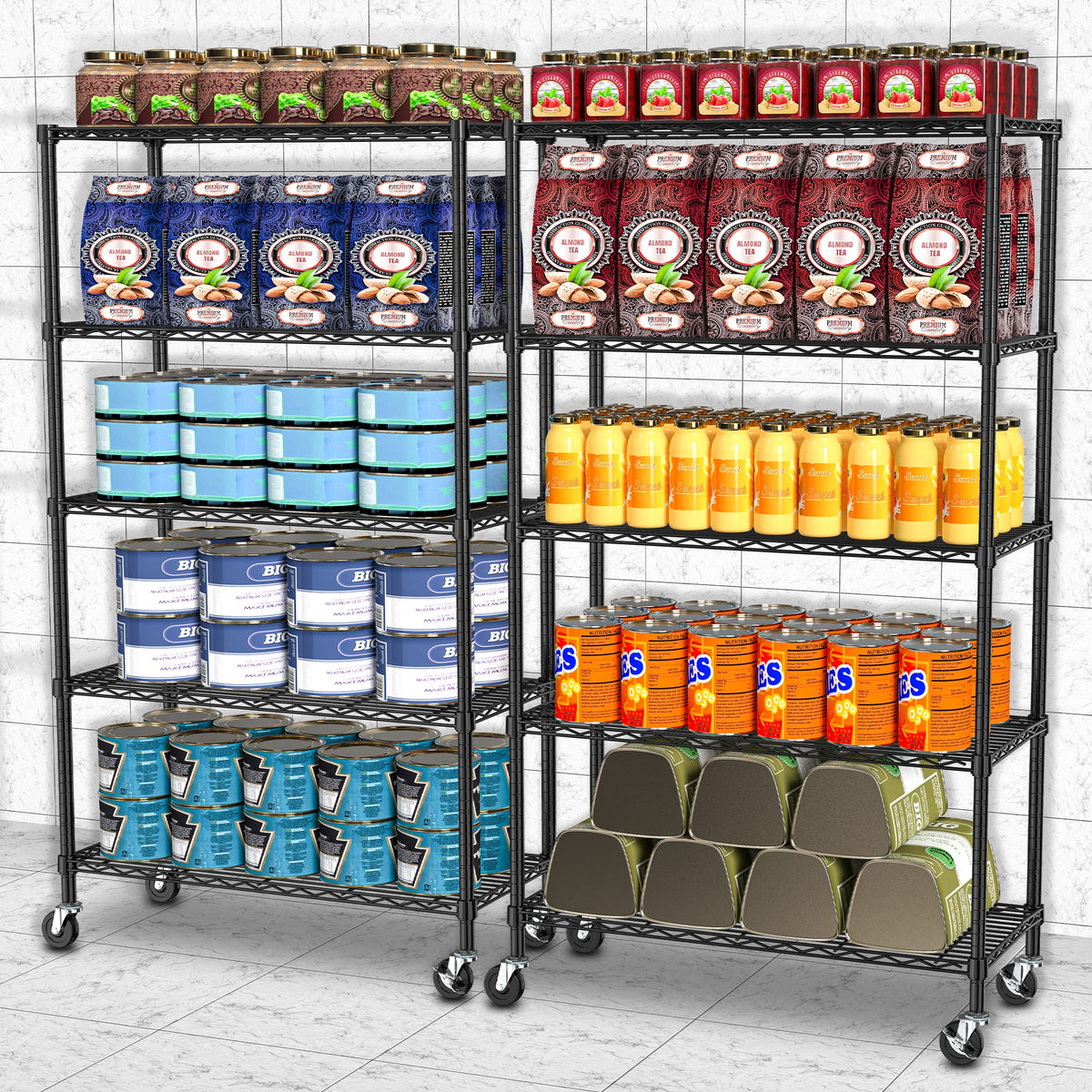 5-Tier Rolling Metal Wire Shelving Unit V88501