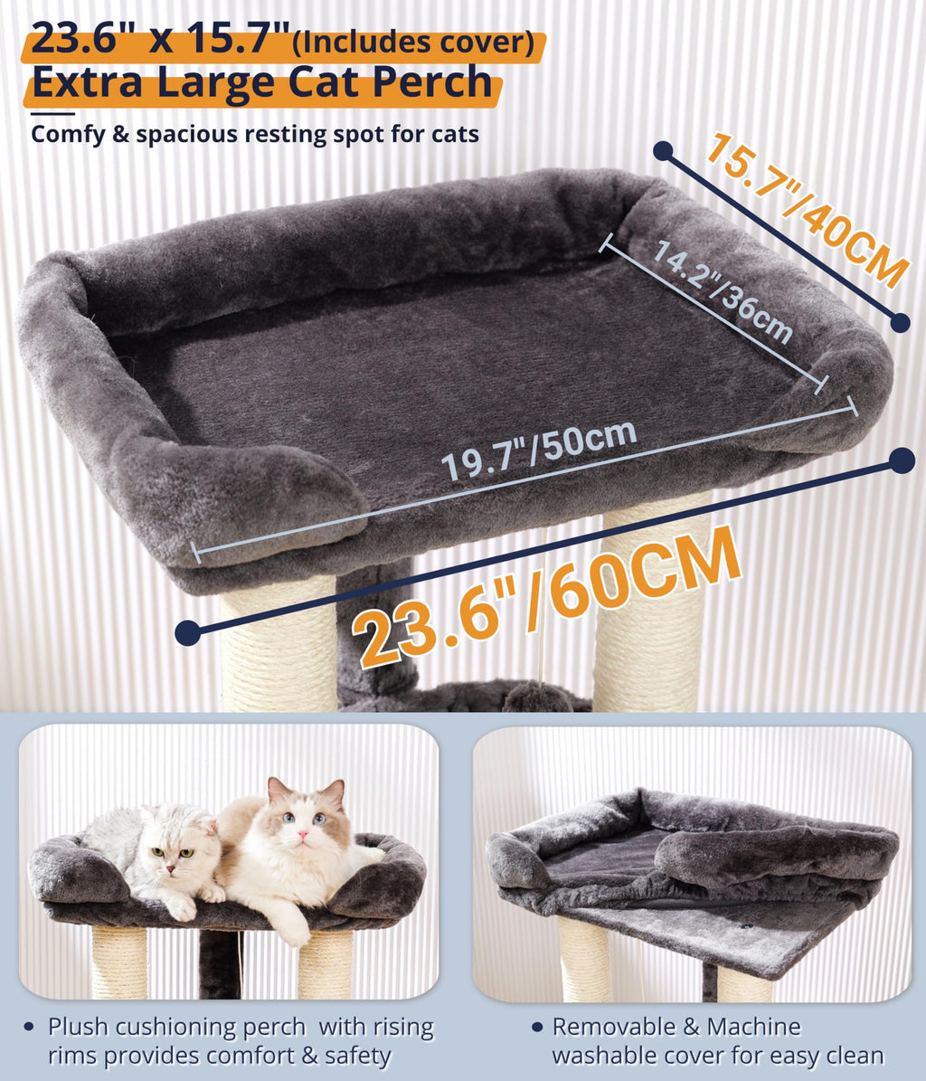 28" Cat Tree with Hammock and Removable Cover V681314