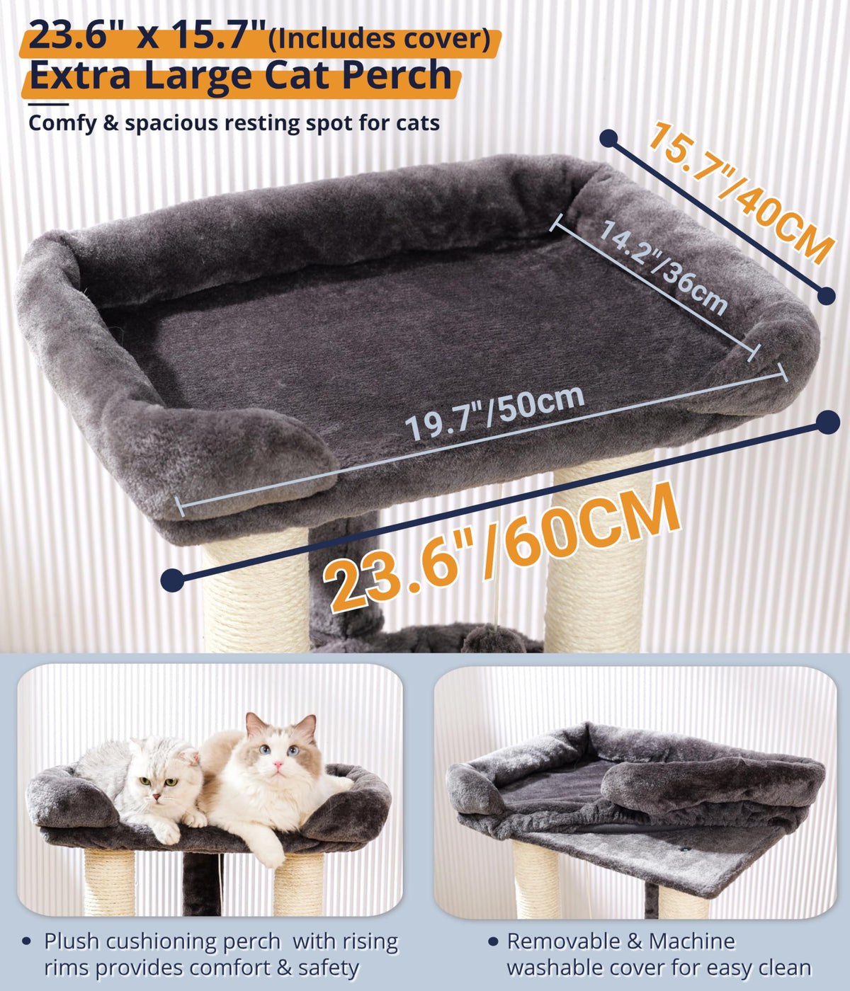 28" Cat Tree with Hammock and Removable Cover V681314
