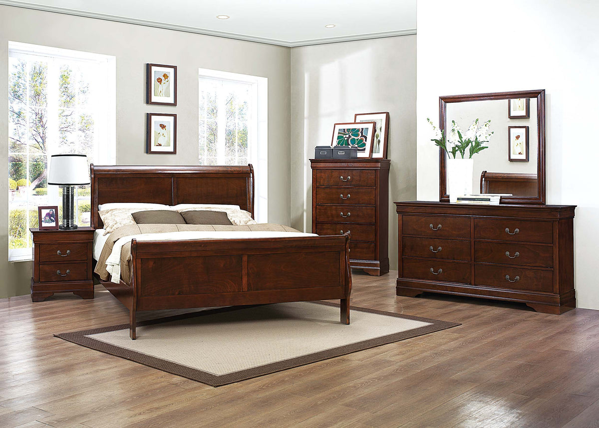 Cal King Cherry Sleigh Panel Bed X74642